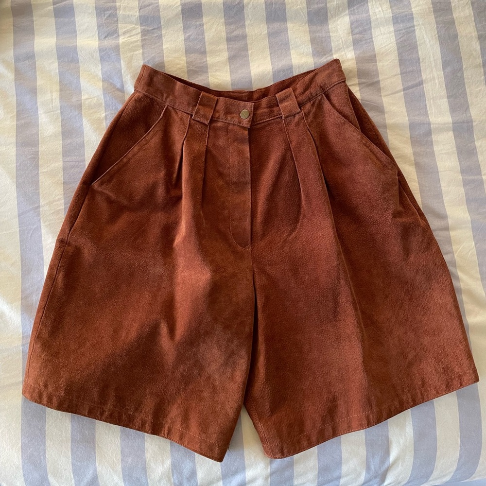 vintage suede leather culottes shorts waist 26"